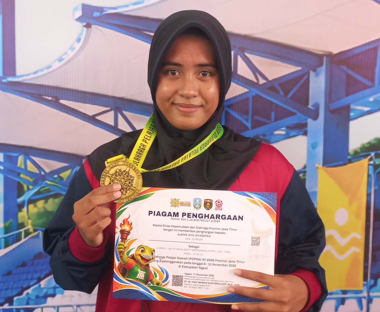 Ajeng Ayu Syarifah Tambah Emas, Renang Sumenep Raih Dua Medali di POPDA XV
